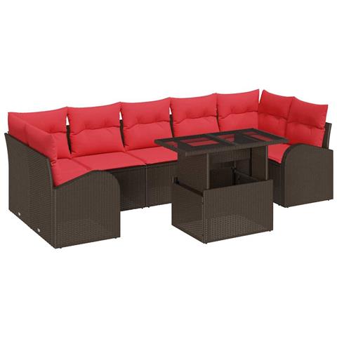 Set Divano da Giardino 8 pcs Marrone Rattan in Polipropilene - Foto 1