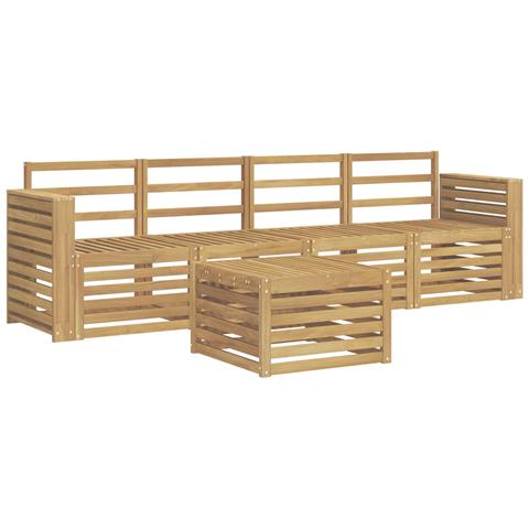 Set di divani da esterno 5 pcs Bianco Legno di Acacia Massello - Foto 1