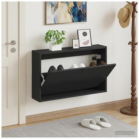 Mobiletto per Scarpe da Muro BREDA 71 x 17 x 43 cm Nero - Foto 2