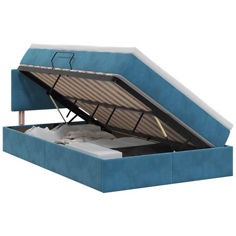 Letto con Contenitore Blu Scuro 120 x 200 cm Velluto - Foto 1