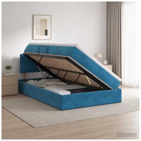 Letto con Contenitore Blu Scuro 120 x 200 cm Velluto - Foto 2