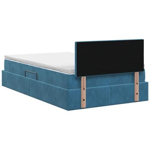 Letto con Contenitore Blu Scuro 120 x 200 cm Velluto - Foto 9