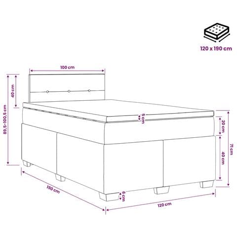 Letto box spring con materasso Grigio Scuro 120 x 190 cm - Foto 10