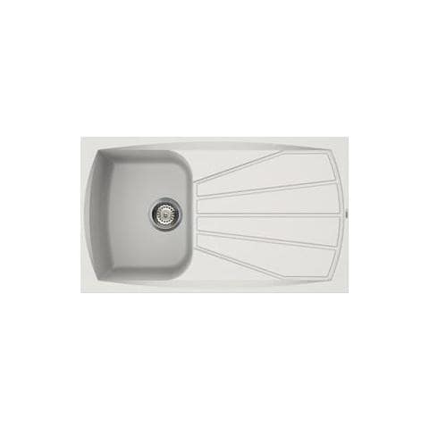 Zen-Living 400 Lavello da Incasso 1 Vasca con Gocciolatoio Dimensioni 86 x 50 cm Colore Bianco Titano - Foto 1