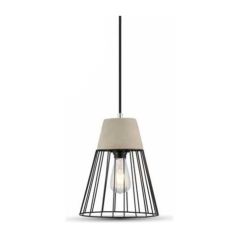Lampadario Portalampada 1mt E27 Ø250mm - Calcestruzzo + Metallo Mod Vt-7253 - Foto 1