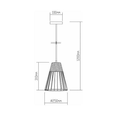 Lampadario Portalampada 1mt E27 Ø250mm - Calcestruzzo + Metallo Mod Vt-7253 - Foto 2