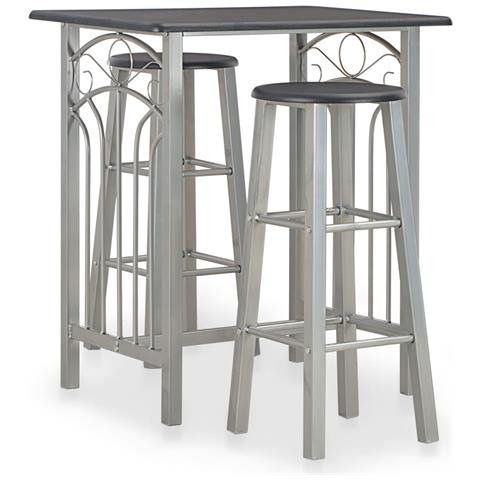 Set Da Bar 3 Pz In Legno E Acciaio Nero - Foto 1