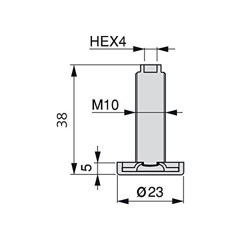 2020805 Piedino A Vite Regolabili Per Mobili, Zincato, M10 X 30mm, Set Di 20 Pezzi - Foto 3