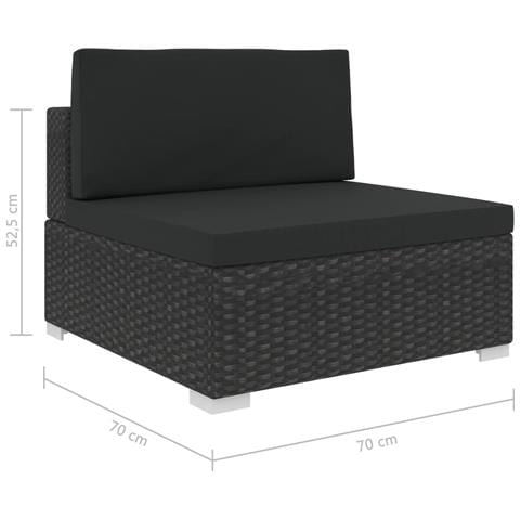 Set Divani da Giardino 8 pz con Cuscini in Polyrattan Nero - Foto 10
