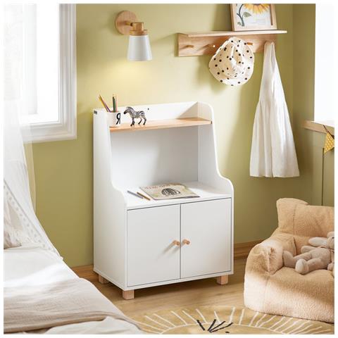 Comodino Per Bambini Scaffale Per Cameretta Per Bambini Mobili Per Cameretta Bianco 60x35x87cm Kmb84-w - Foto 5