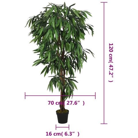 Albero Mango Artificiale 450 Foglie 120 Cm Verde - Foto 8