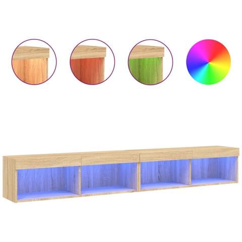 Mobili Tv Con Luci Led 2pz Rovere Sonoma 100x30x30 Cm - Foto 2