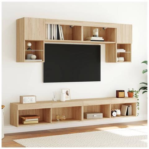 Mobili Tv Con Luci Led 2pz Rovere Sonoma 100x30x30 Cm - Foto 3