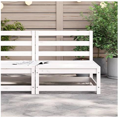 Divano Giardino Senza Braccioli Bianco 70x70x67cm Massello Pino - Foto 3