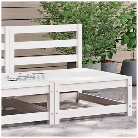 Divano Giardino Senza Braccioli Bianco 70x70x67cm Massello Pino - Foto 1