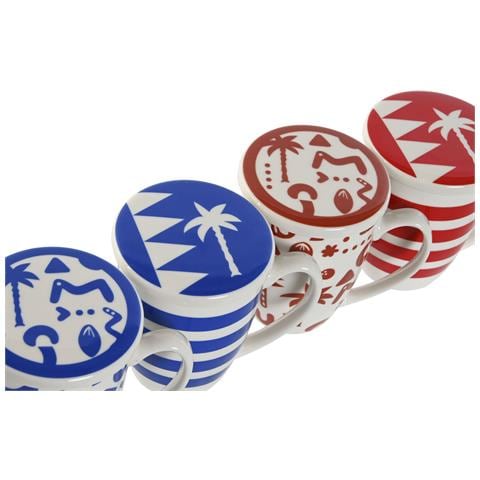 Tazza Con Filtro Per Infusioni Home Esprit Azzurro Rosso Acciaio Inossidabile Porcellana 380 Ml (4 Unità) - Foto 5