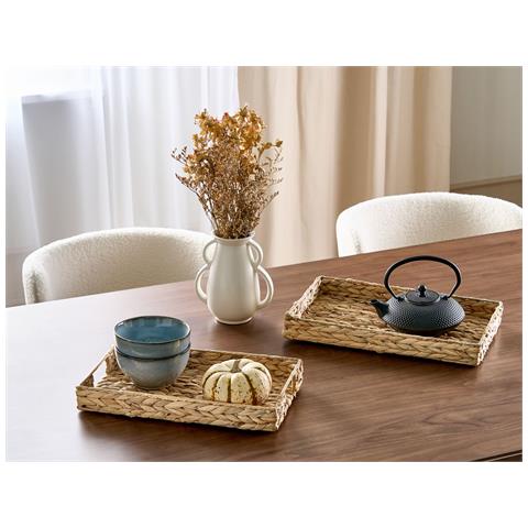 Set Di 2 Vassoi Decorativi Kontum Vimini Naturale - Foto 1