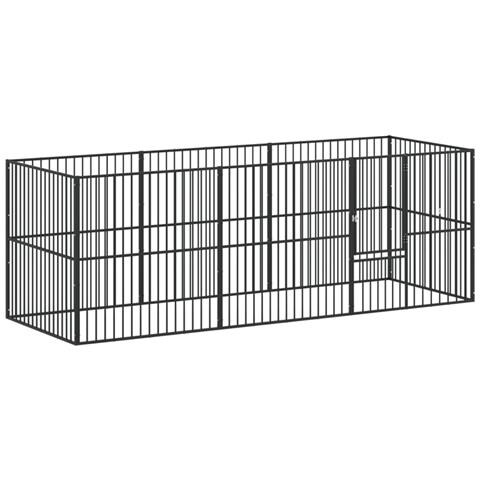 Box Per Cani 8 Pannelli Nero Acciaio Zincato - Foto 1