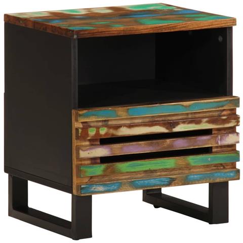 Comodino 40x34x46 cm in Legno Massello di Recupero - Foto 1