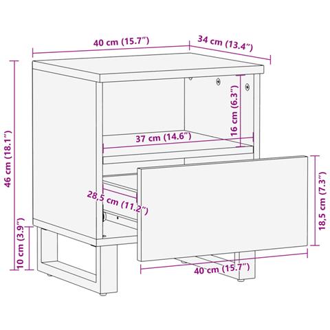 Comodino 40x34x46 cm in Legno Massello di Recupero - Foto 10