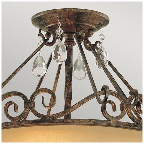 Lampadario Contemporaneo Chateau Acciaio Bronzo Moka Cristallo 2 Luci E27 - Foto 2