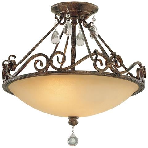 Lampadario Contemporaneo Chateau Acciaio Bronzo Moka Cristallo 2 Luci E27 - Foto 1