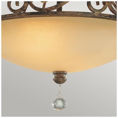 Lampadario Contemporaneo Chateau Acciaio Bronzo Moka Cristallo 2 Luci E27 - Foto 4