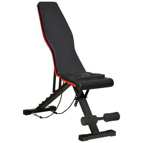 Panca Multifunzione Per Addominali E Pesi, Inclinazione Regolabile Ed Elastici, 130x48x48-109cm, Nero - Foto 1