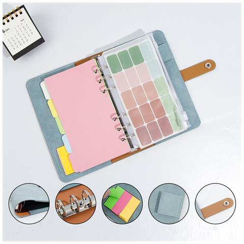 Set Di Raccoglitori Economici A6 Con Buste Per Contanti, Raccoglitore A 6 Anelli Per Risparmiare Denaro, Etichette Colorate, Organizer Per Contanti Per Viaggi E Diario Black - Foto 5