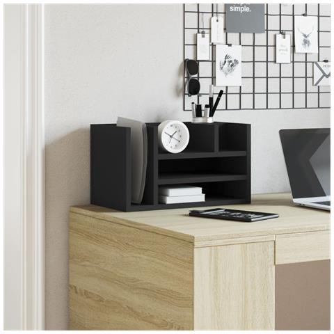 Organizer Da Scrivania Nero 44,5x24x25 Cm In Legno Multistrato - Foto 2