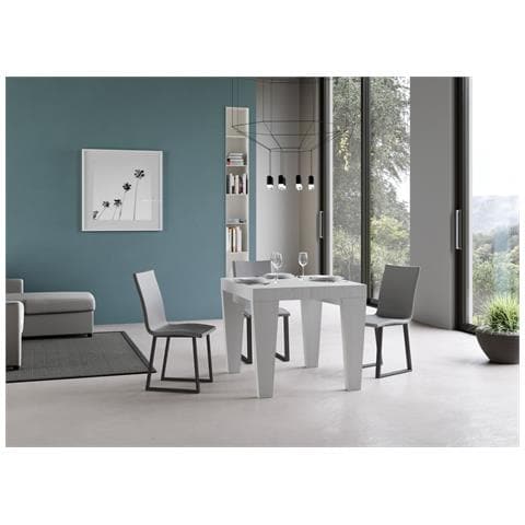 Tavolo Allungabile 90x90/246 Cm Spimbo Premium Bianco Frassino - Foto 4