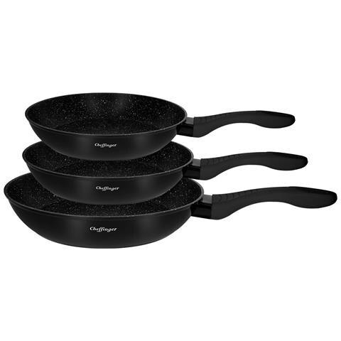 Set Di 3 Padelle Con Rivestimento Effetto Marmo Strato Antiaderente, Nero - Foto 1