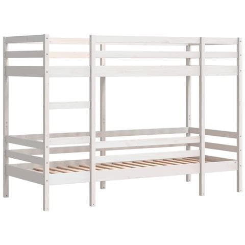 Letto A Castello Bianco 90x200 Cm In Legno Massello Di Pino - Foto 3