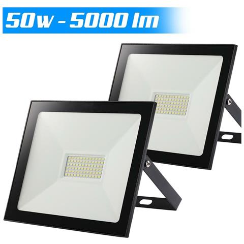 Set 2 Fari Led 50W Luce Alta Luminosita 5000lm Bianco Faro Faretti Esterno Slim - Foto 2