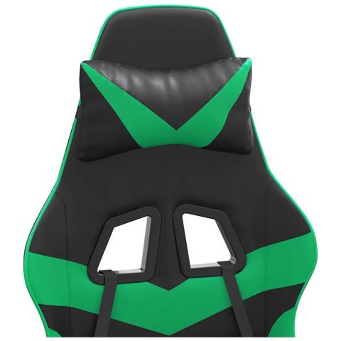 Sedia da Gaming Girevole con Poggiapiedi Nero Verde Similpelle - Foto 2