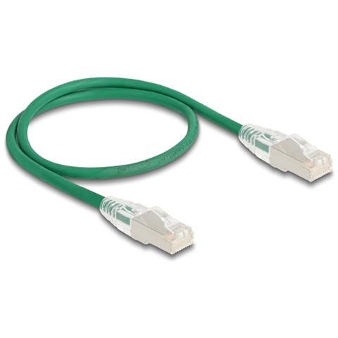 Cavo di rete RJ45 Cat. 6A maschio-maschio con chiusura curva U /FTP Slim da 0,5 m verde - Foto 1