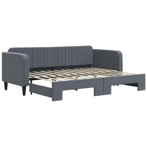 Divano Letto Con Letto Estraibile Grigio Scuro 80x200cm Velluto - Foto 2