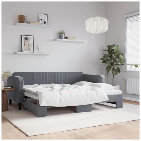 Divano Letto Con Letto Estraibile Grigio Scuro 80x200cm Velluto - Foto 1