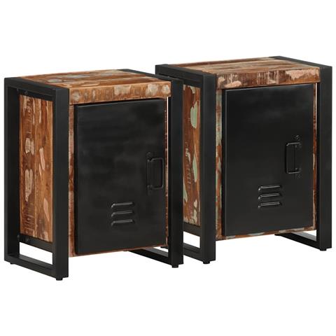 Comodini 2 Pz Multicolore In Legno Massello Di Mango Grezzo - Foto 1