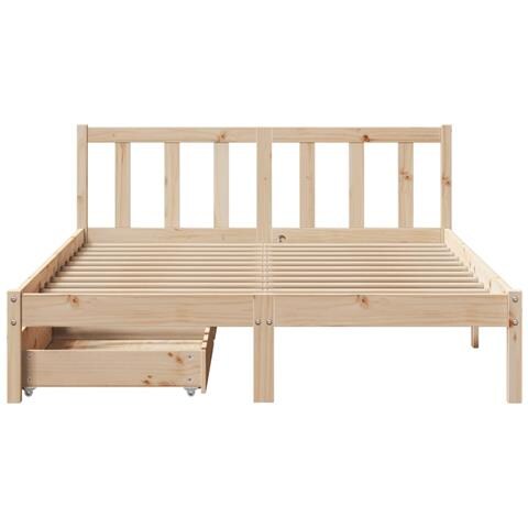 Letto senza Materasso 140x200 cm in Legno Massello di Pino - Foto 10