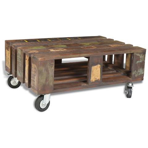 Lusso Casadino -  Tavolino Da Salotto Con 4 Ruote In Legno Di Recupero - Foto 1
