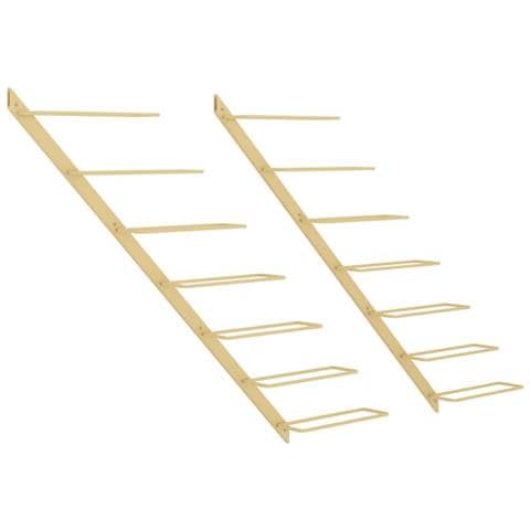 Portavini Da Parete Per 7 Bottiglie 2 Pz Metallo Dorato - Foto 1