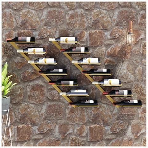 Portavini Da Parete Per 7 Bottiglie 2 Pz Metallo Dorato - Foto 2
