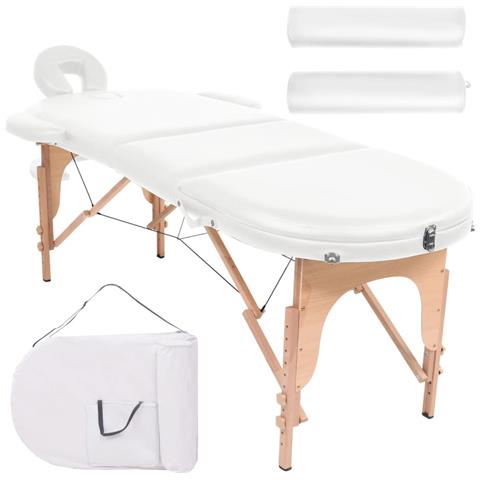 Lusso Casadino -  Lettino Da Massaggio Spessore 4 Cm Con 2 Supporti Ovale Bianco - Foto 2