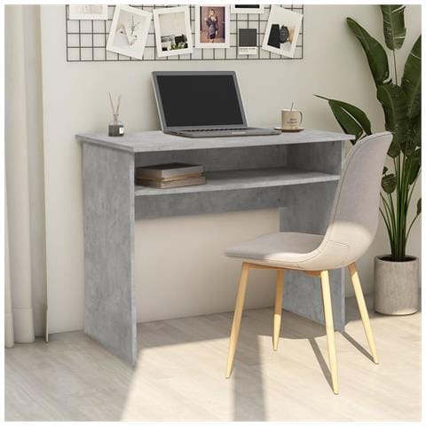 Lusso Casadino -  Scrivania Grigio Cemento 90x50x74 Cm In Legno Multistrato - Foto 7