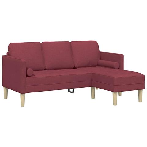 Divano L-Shaped a 3 posti Wine Red 160 cm in tessuto - Foto 1