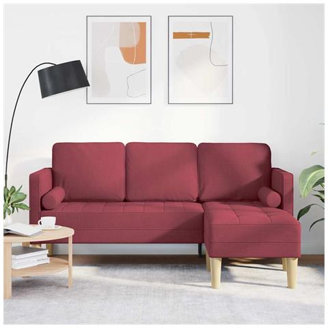 Divano L-Shaped a 3 posti Wine Red 160 cm in tessuto - Foto 2