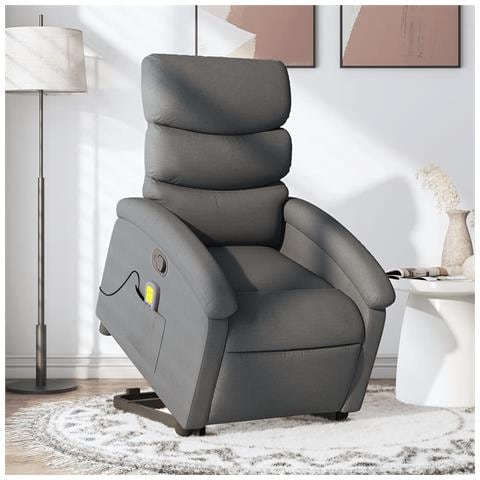 Poltrona Alzapersona Massaggi Reclinabile Grigio Scuro Tessuto - Foto 2