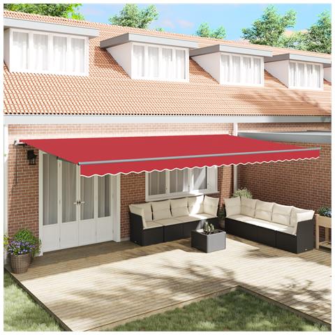 Tenda Retrattile Manuale Rossa 600x350 cm, Tessuto per Sostituzione Tenda  per Telaio 6x3,5 m Rossa - Foto 2