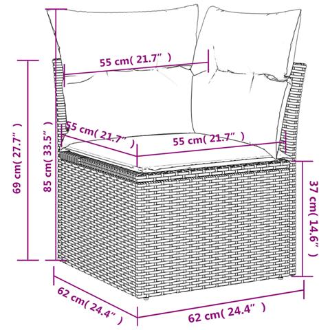 Set Divani da Giardino con Cuscini 8 pz Nero in Polyrattan - Foto 9